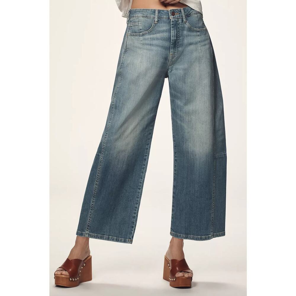 Pilcro Wide Leg Crop Jeans in Light Blue Wash